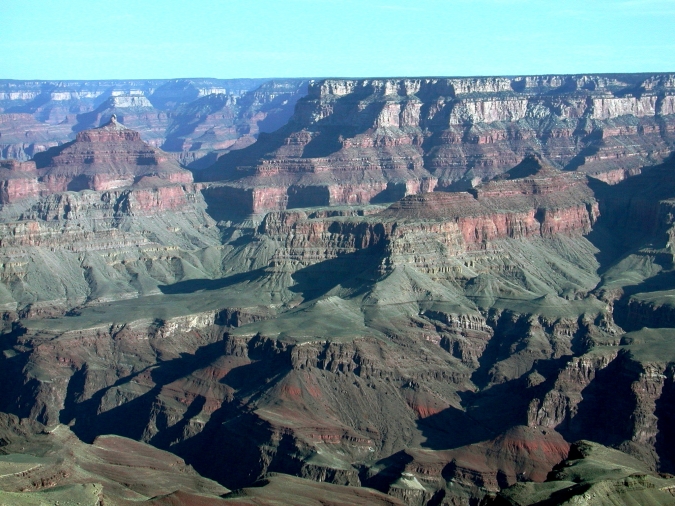 亚利桑那州大峡谷的沉积岩;它们反映了很久以前的海洋模式
