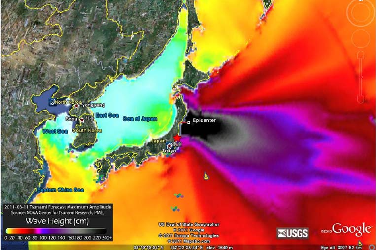 日本地震波高以厘米为单位