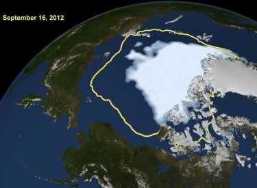 北极海冰在纪录低位